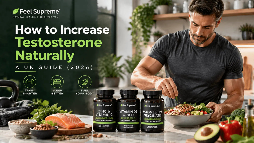 Man preparing a healthy high-protein meal in a bright kitchen after a workout.