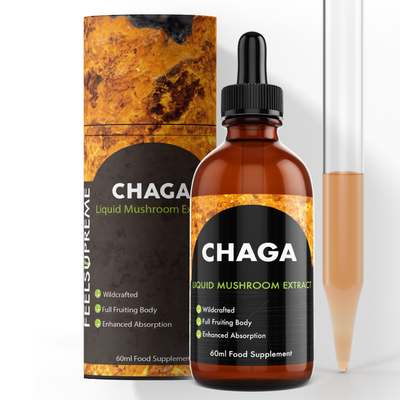 Feel Supreme Chaga Mushroom Liquid Extract - Premium Immune Support Supplement | Natural Antioxidant-Rich Chaga Extract for Wellness, Energy, and Vitality | 100% Pure, Vegan, and Organic | Easy-to-Use Liquid Drops for Daily Health Boost